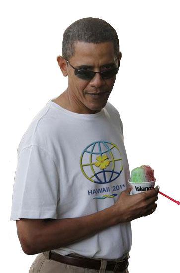 President Obama wearing his APEC Hawaii 2011 shirt