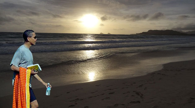 President Obama on Kailua Beach