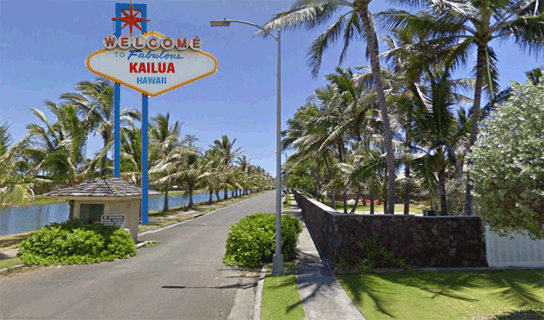 Kailua welcome sign for President Obama