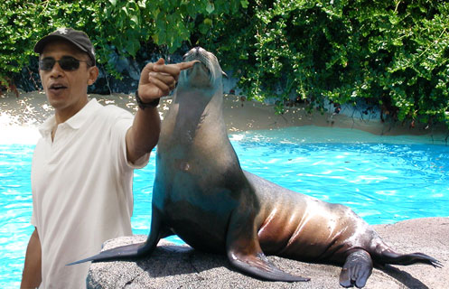Obama at Sea Life Park- Hawaii