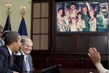 President Obama greets the Robinsons who are no longer Lost in Space