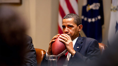 Obama blowing up football