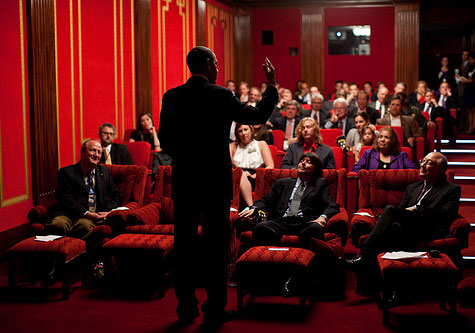 Obama in the White House movie theater