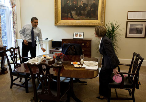 Obama watches Nancy Pelosi sit on a whoopie cushion