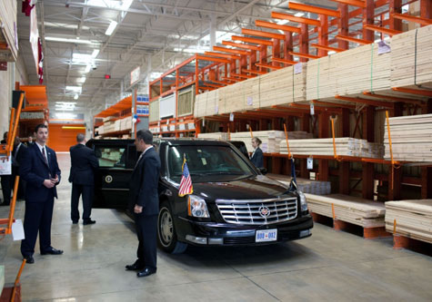 Obama limousine at Home Depot 