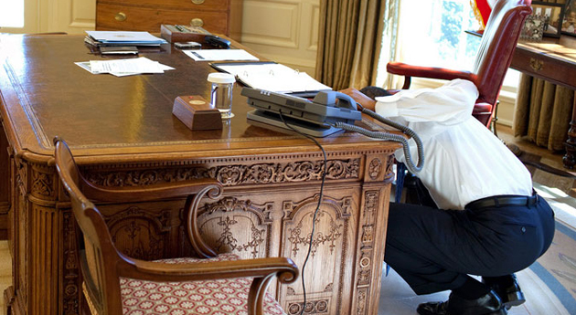 Secret Oval Office emergency escape trap door under desk