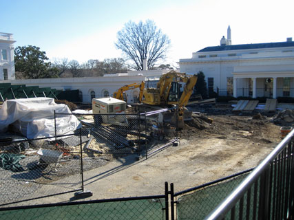 White House construction outside West Wing