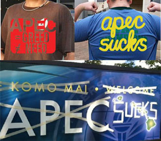 APEC Hawaii 2011 Protest Shirt and sign