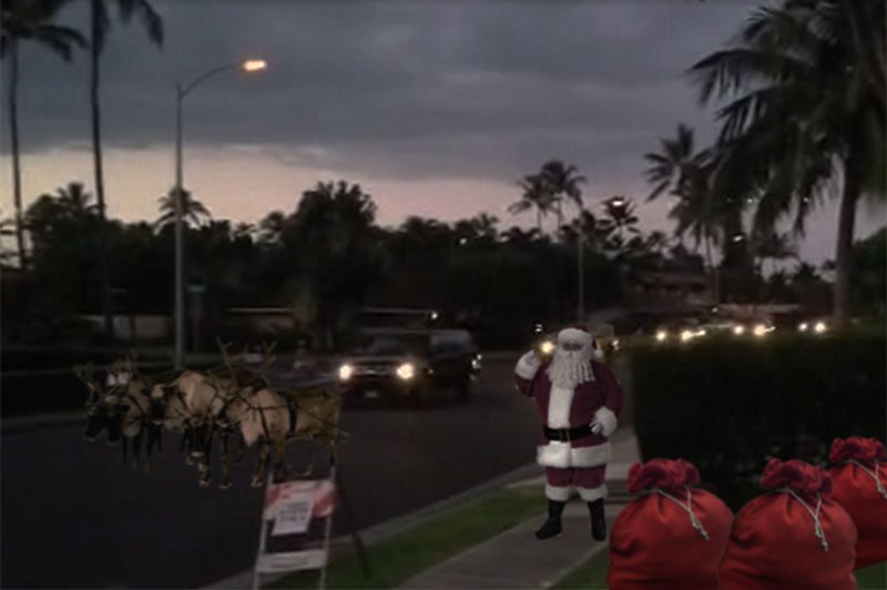 Christmas Eve Santa sleigh in Hawaii