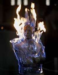 Flaming burning statue of Obama
