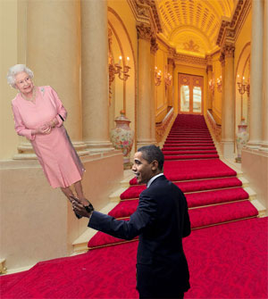 President Obama can lift up the Queen with one hand!