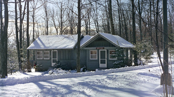 Camp David cabin in the winter