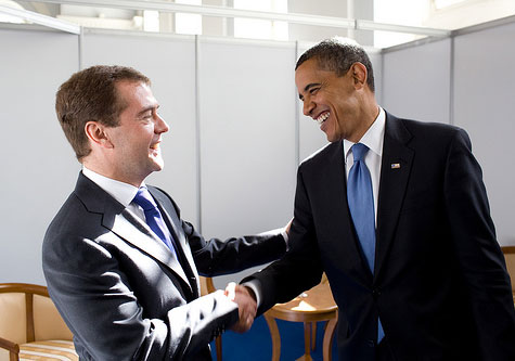 Medvedev tickles Obama