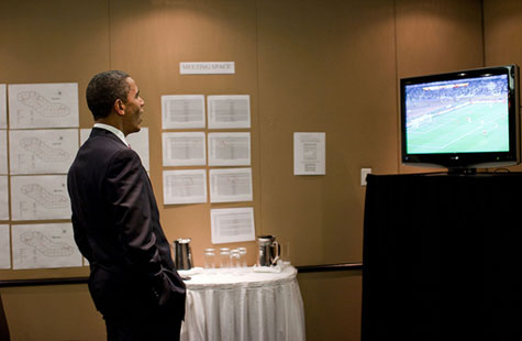 Obama watching TV 
