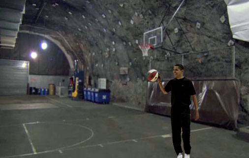 President Obama plays basketball at Raven Rock Mountain Complex