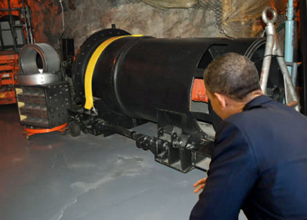 President Obama studies the Raven Rock Mountain Complex air intake blast valve