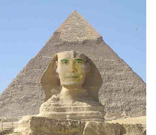 Obama Sphinx and Pyramid in Egypt