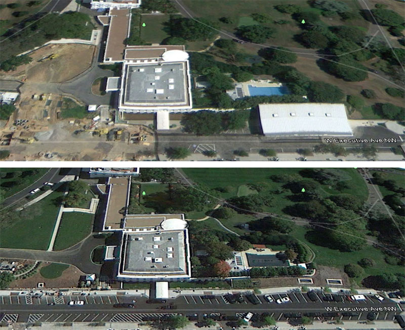 Before and after photos of secret White House construction