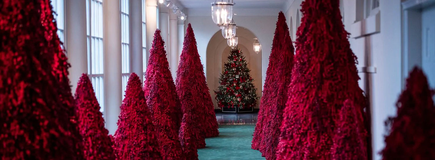 Red Christmas Trees White House